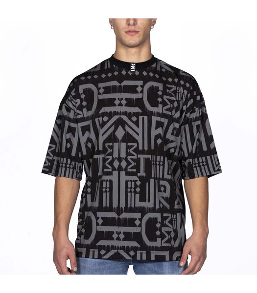 T-Shirt Inkover Maya Suède Allover Zwart