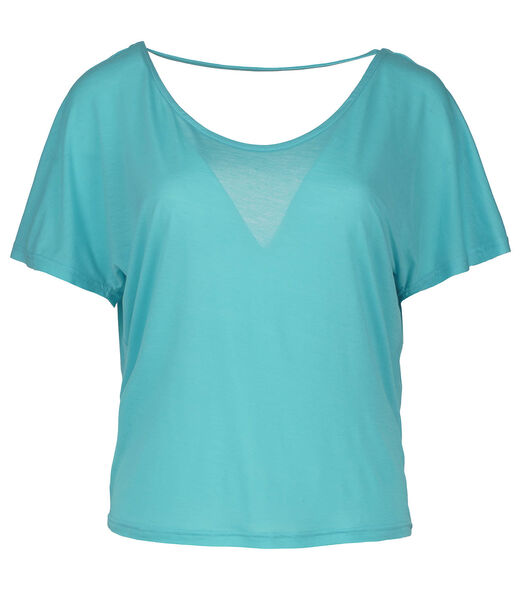 Top dos drapé turquoise