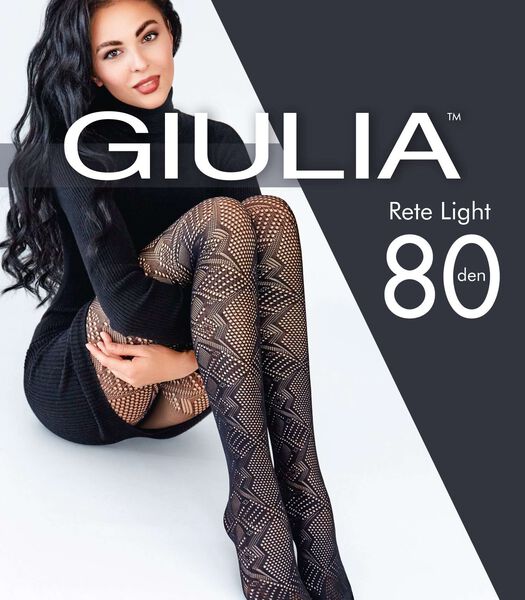Giulia - Rete Light Tissue 80den collants à motif géométrique - Noir - L