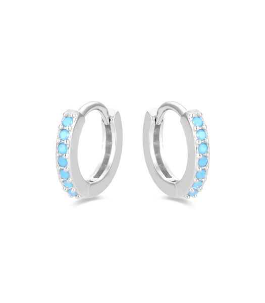 Boucles d'oreilles, boucles d'oreilles leofcar en argent 925 et turquoise avec finition plaquée rhodium