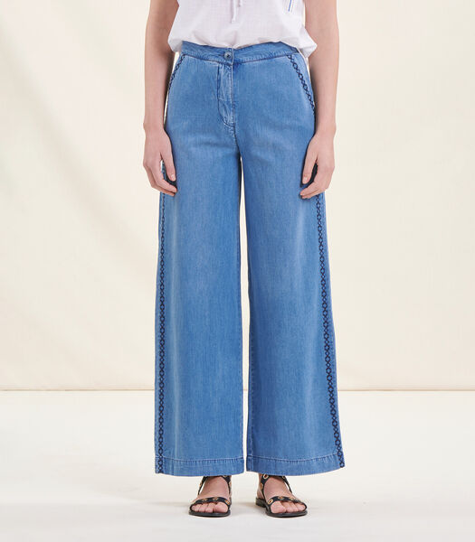 Pantalon fluide bleu en lyocell