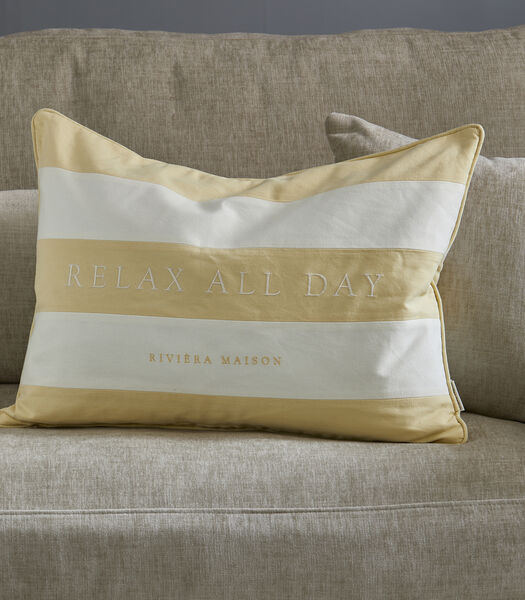 Relax All Day - Housse de coussin 65x45 jaune et blanche