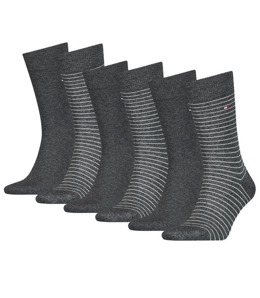 Chaussettes petites rayures (lot de 6) Anthracite