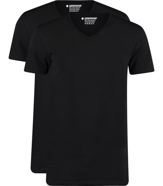 2-Pack Basic T-shirt Bio V-Neck Zwart
