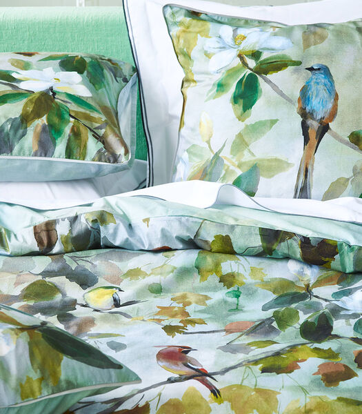 Taie d'oreiller imprimée en percale de coton, Maple Tree Celadon