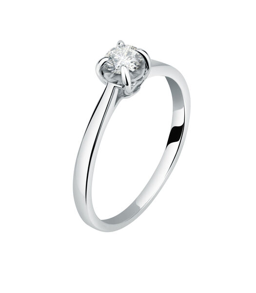 Bague en or blanc 375, diamant lab grown