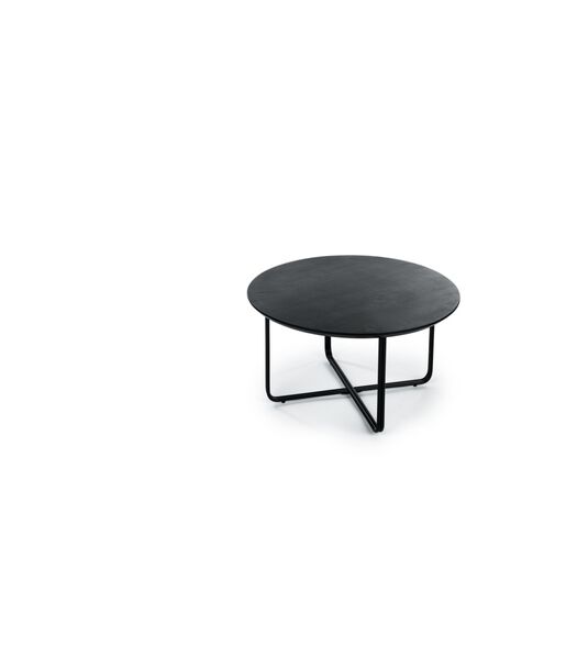 Cross Scandinavian - Table basse - ronde - acacia - noir - pieds acier - plissé