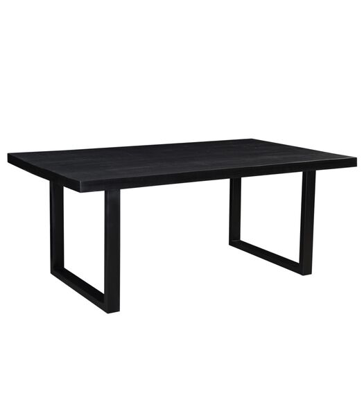 Black Omerta - Table de salle à manger - mangue - noir - rectangulaire - 180x100 cm - pied en U en acier - laqué noir
