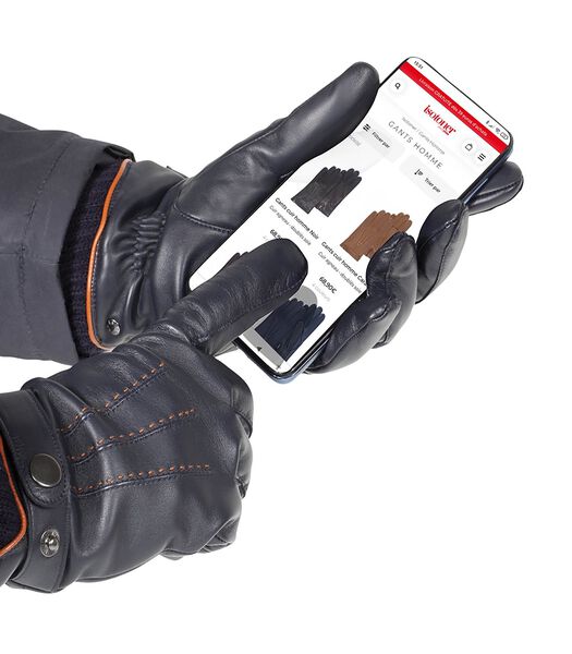 Gants Smartouch en cuir Homme Marron