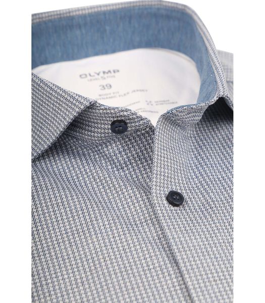 OLYMP Chemise Level 5 24/Seven Bleu Pied de Poule