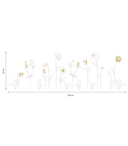BOTANY - Grote stickers - Grote bloemen (roze en oker)