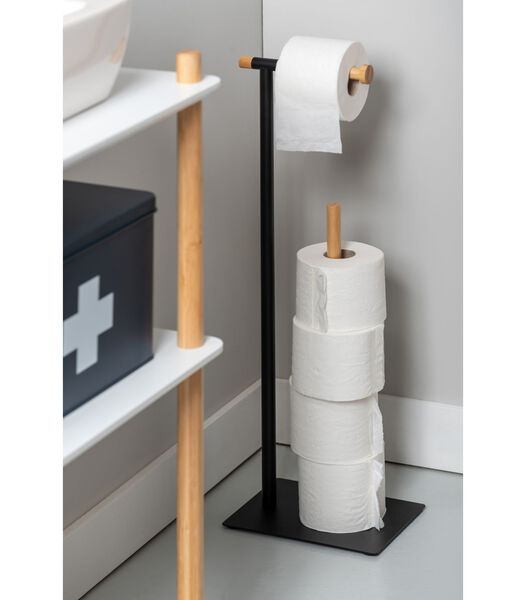 Support de rouleau de toilette Toilet Roll Holder Bamboo Accent Deluxe - Noir - 22x16x67.5cm