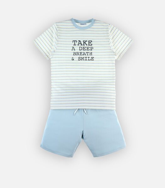 2-delige gestreepte pyjama voor papa's, aqua/ecru