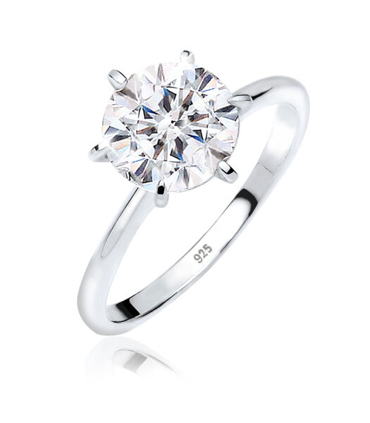 Ring Dames Verlovingsring Met Kristallen In 925 Sterling Zilver