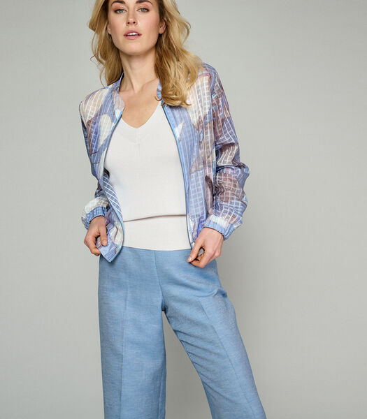 Blouson bomber en organza imprimé