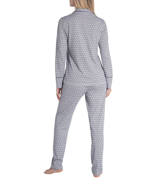 Pyjama chemise à motif de nid d'abeille en coton et modal Misaki