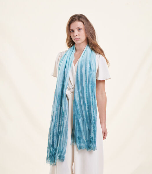 Blauwe sjaal met print
