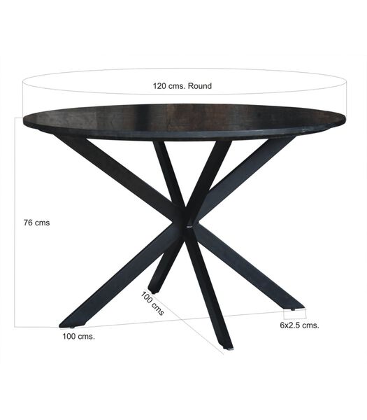 Marble - Eettafel - 120cm - marmer - gecoat staal - zwart - rond