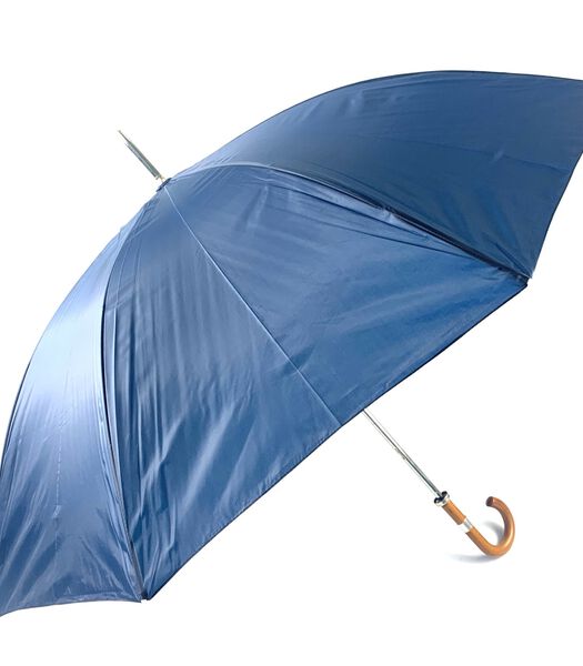 Parapluie Golf uni bleu courbe poignée bois