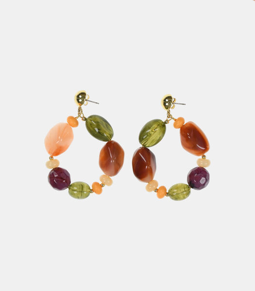 Boucles d'oreilles créoles en perles multicolores