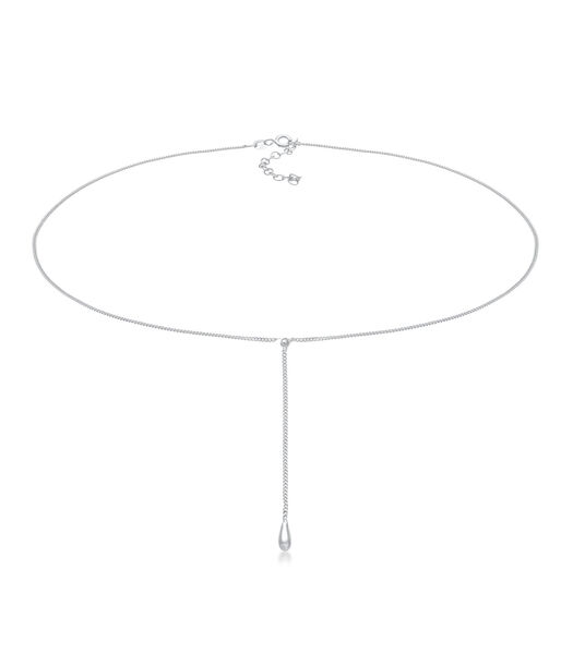 Halsketting Dames Choker Y-Chain Drop Ball Boho Gemaakt Van 925 Sterling Silver