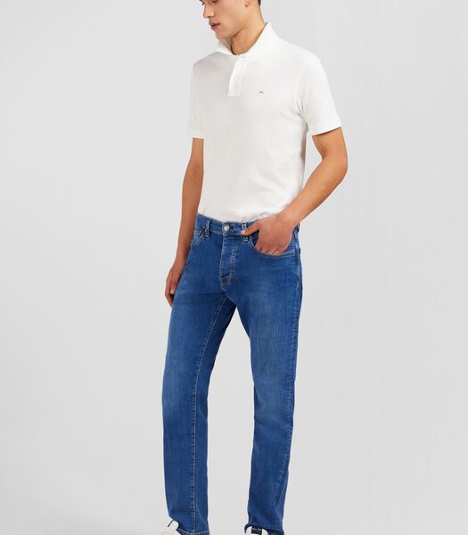 Blauwe jeans in stretch katoen