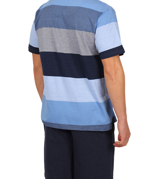 Homewear pyjamashorts t-shirt Stay Stripes blauw
