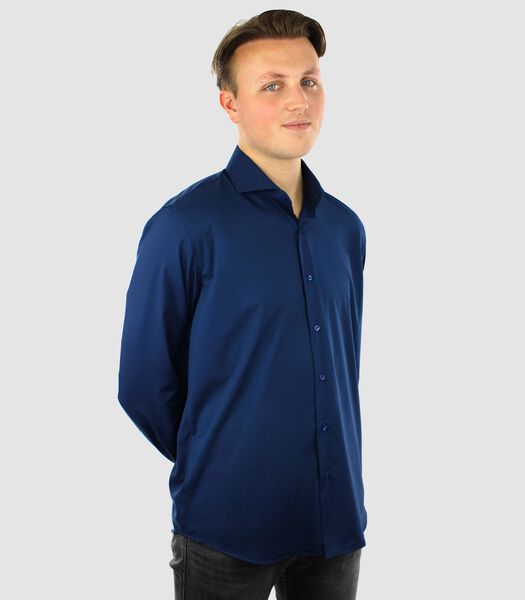 Strijkvrij Overhemd - Navy / Donkerblauw - Regular Fit - Bamboe  - Heren