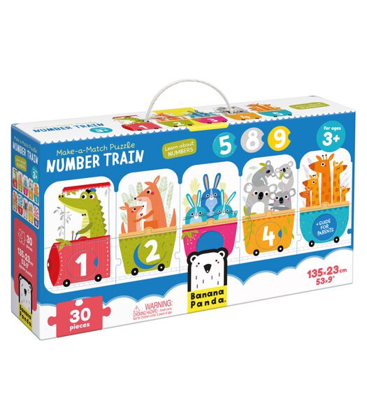 Maak de puzzel passend nummer trein 3+