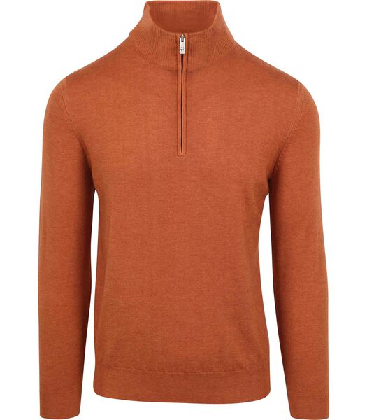 Half Zip Trui Merino Wol Brique