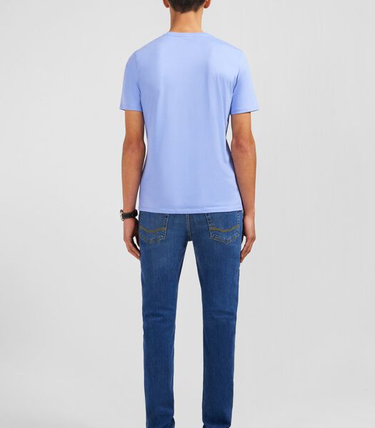 V-neck blauw licht pima katoen t-shirt
