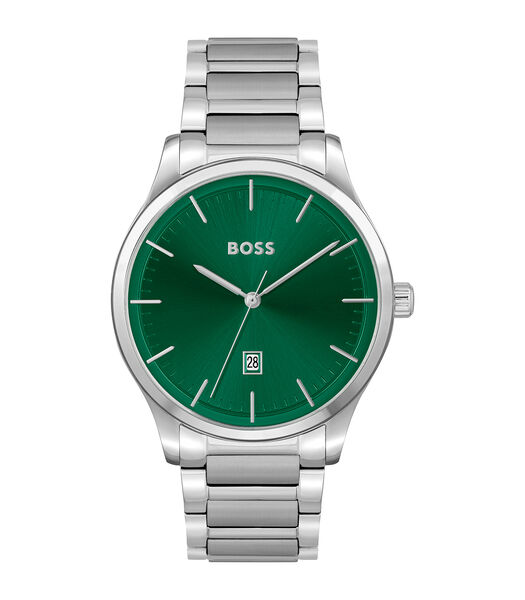 BOSS analogique vert sur  bracelet acier 1514084