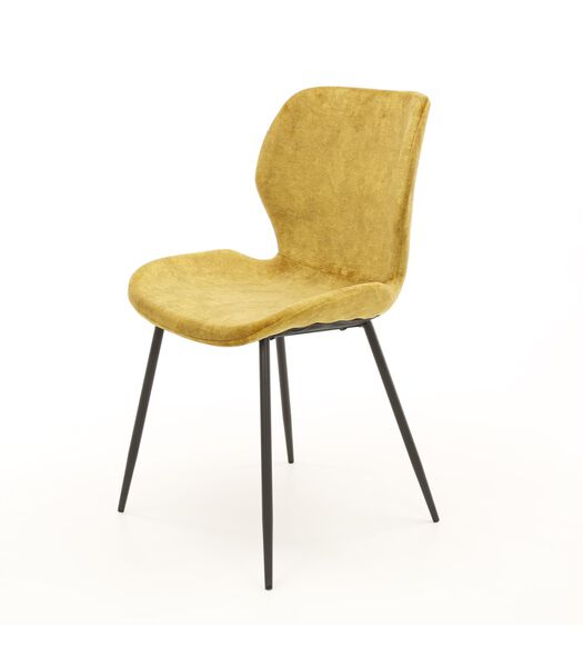 Elegant Velvet - Chaises de salle à manger - ensemble de 4 - velours doré - pieds en acier tubulaire
