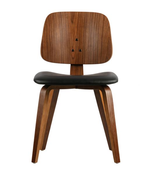 Chaise de table - Bois/cuir PU - Noir/noisette - 81x48x50 cm - Classic