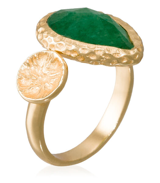 Verstelbare gouden ring "Hélena" Groene Aventurijn