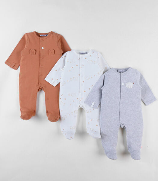 Set de 3 Pyjamas Bébé en Jersey de Coton