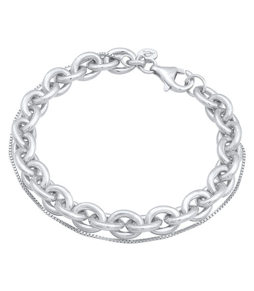 Armband Dames Laagje Venetiaans Grof In 925 Sterling Zilver Gerhodineerd