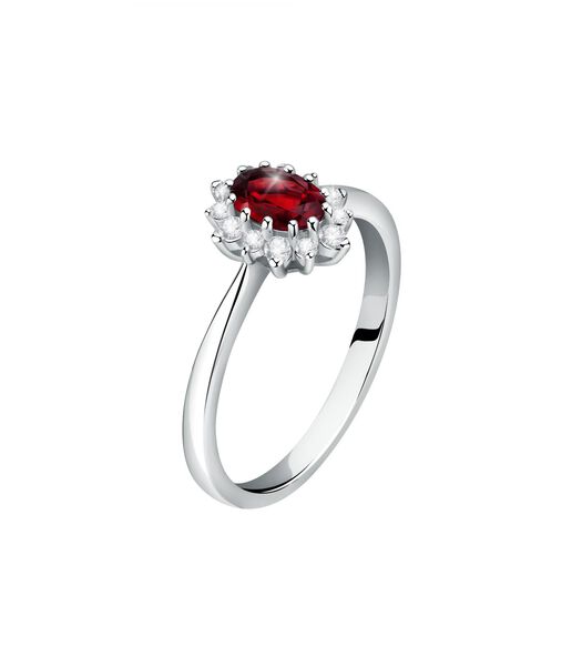 Bague en or blanc 750, rubis lab grown, lab grown diamant