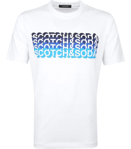 Scotch & Soda T-Shirt Logo Illustration Blanc