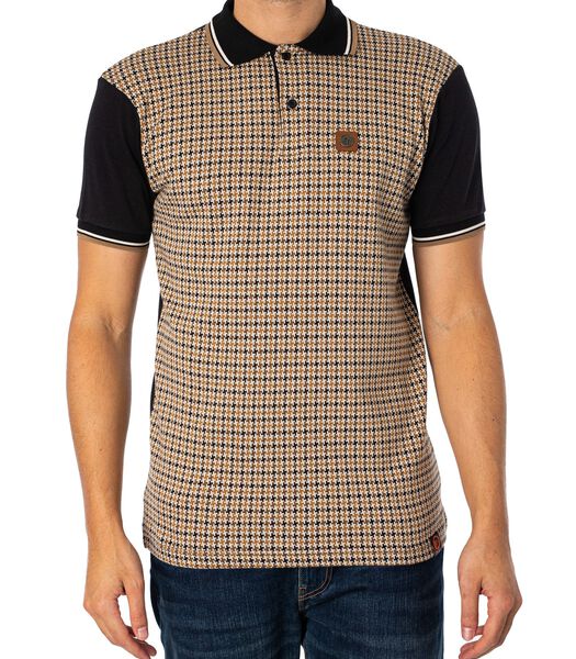 Jacquard Poloshirt Met Houndstooth-Paneel