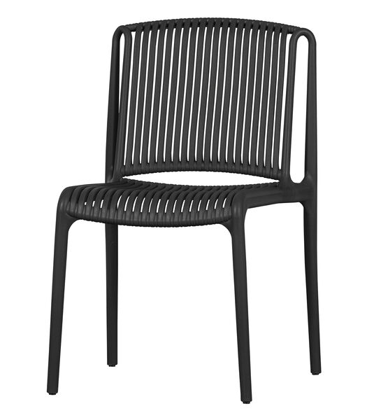 Lot de 4 Chaises de table d'exterieur - Plastique - Noir - Billie