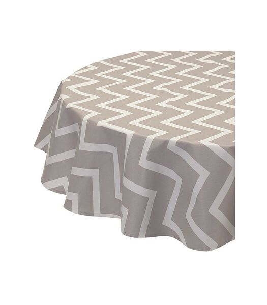 Rond of ovaal gecoat tafelkleed Chevrons Beige