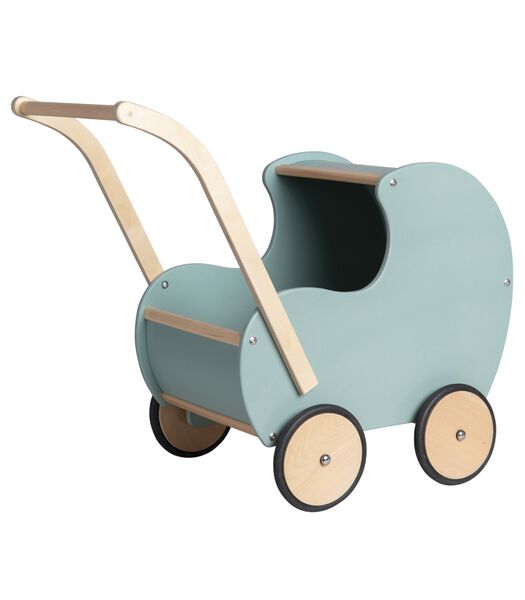 houten speelgoed poppenwagen vintage/retro  - Blauw/groen (Kinderopvang kwaliteit)