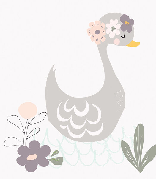 MY LOVELY SWAN - Affiche encadrée cygne et fleurs (P0176C)