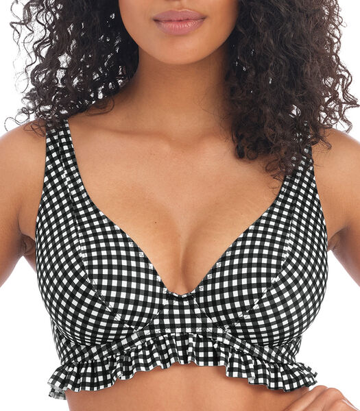 Bikinitop met ruches en vichy print Check in