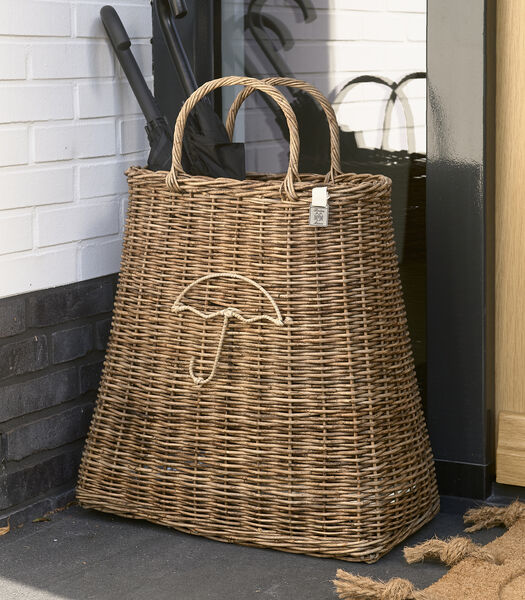 Porte-parapluies - Sac à parapluies en rotin rustique - Naturel