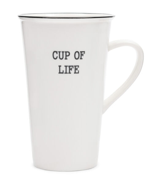 Cup Of Life - tasse avec texte blanc grande tasse à thé avec anse
