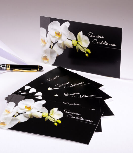 Pochettes de 6 cartes simples Condoléances orchidée