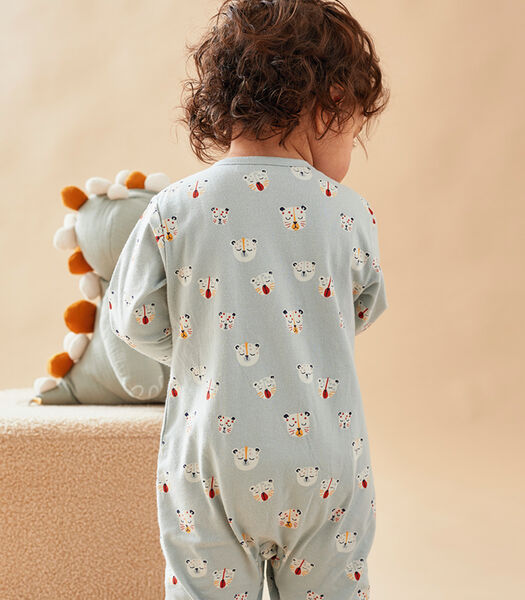 Jersey 1-delige pyjama met tijgerprint, aqua