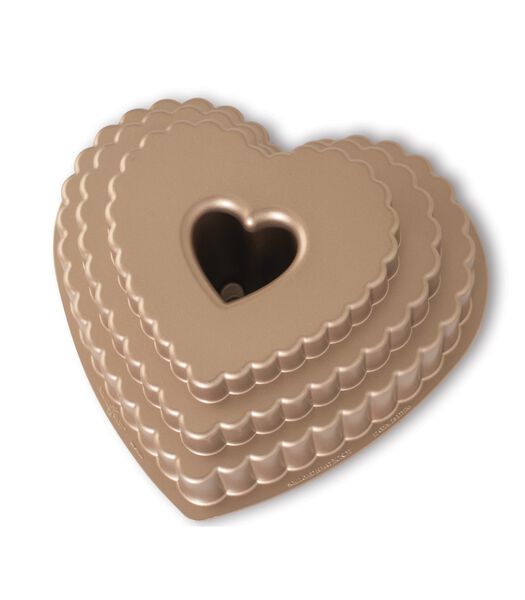 Tulband Bakvorm Tiered Heart Bundt Koper 27 x 25 cm / 2.8 liter